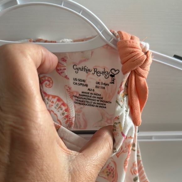 Seashell Print Girls Sleeveless Summer Dress Cream and Orange Size 5/6 - Picture 6 of 9